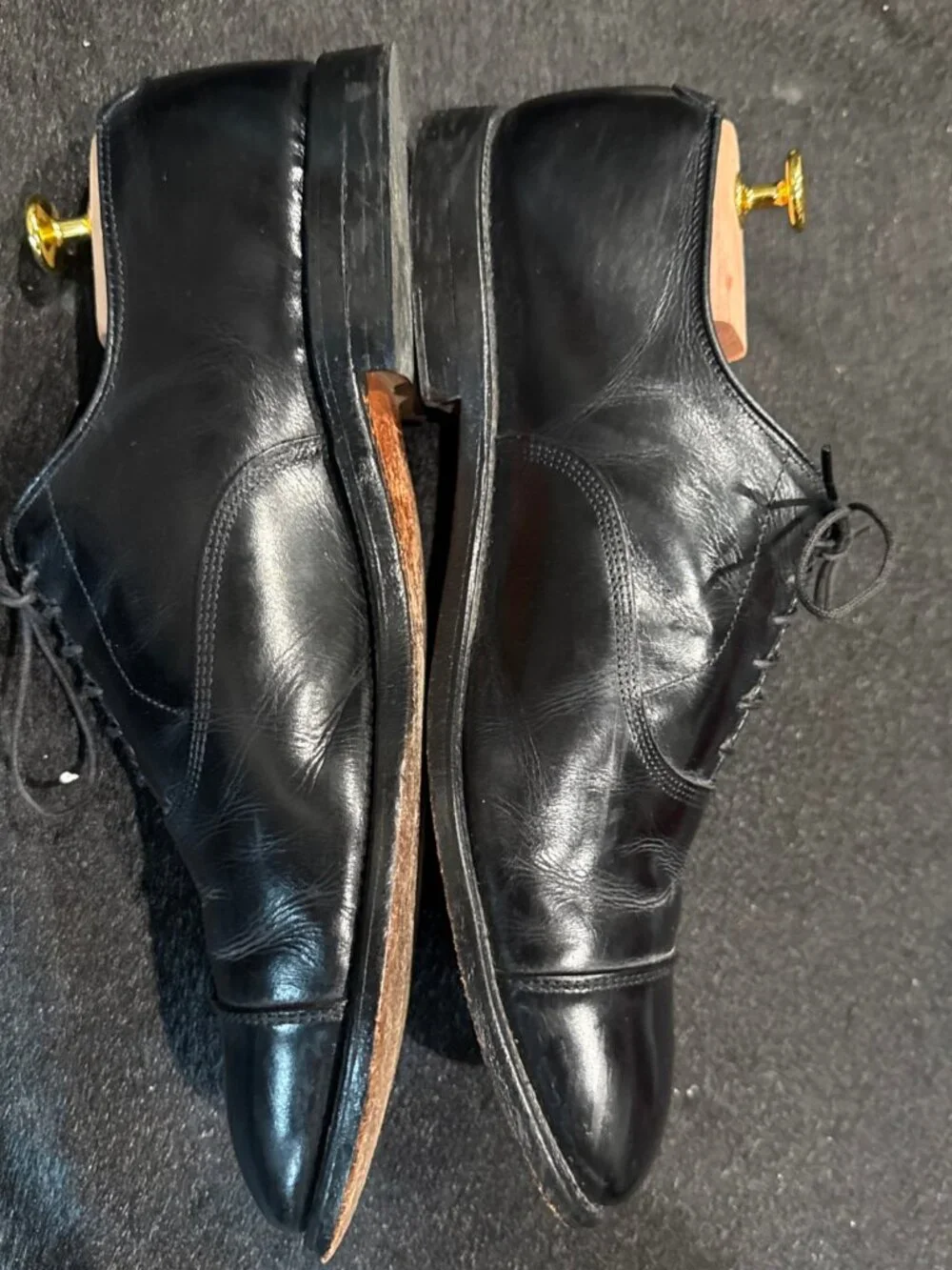 Vintage Allen Edmonds Park Avenue Mens 10D Black Leather Cap Toe Oxford Shoes
